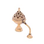 Click Pujan Golden Aarti Deepak with Lid - 4" Metal Loban Dhuni Oil Lamp for Puja & Home Temple