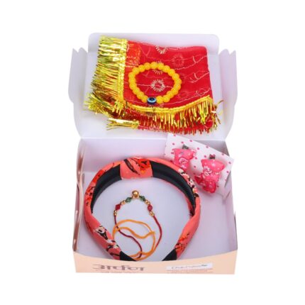 Click Pujan Navratri Kanya Pujan Kit | Hair Band, Chunni, Kangna, Bracelet | Divine Samagri Box