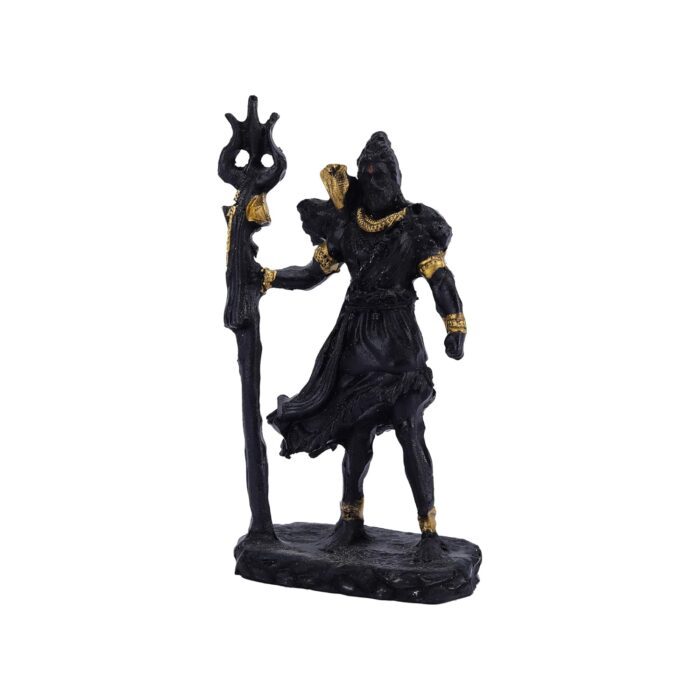 Black Aghori Shiva idol with Trishul, ideal for Diwali, housewarming, or Shivratri decor and gifting.