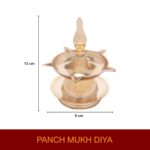 Click Pujan Deepak - 2 No. Metal 5 Mukhi Standing Deepak for Puja, Mandir, Diwali Decoration - Image 4
