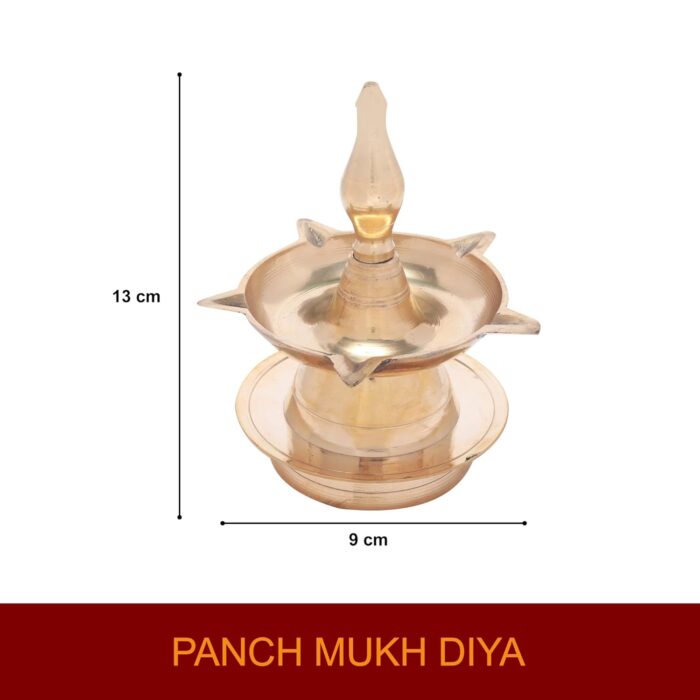 Click Pujan Deepak - 2 No. Metal 5 Mukhi Standing Deepak for Puja, Mandir, Diwali Decoration - Image 4