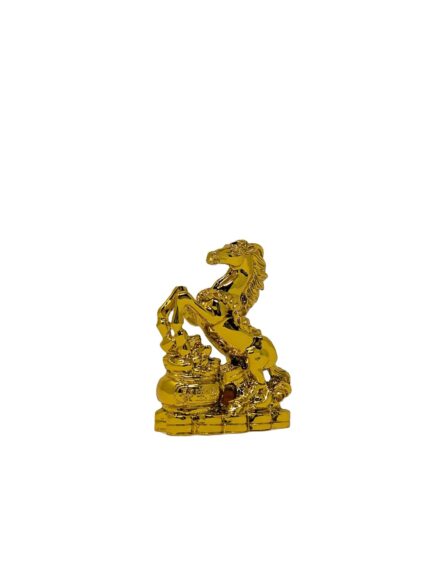 Click Pujan Golden Horse Set of 2 with Wealth Pot - Money & Power Vastu Showpiece