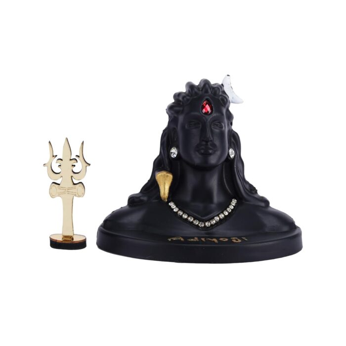 Click Pujan Adi Yogi Shiva Statue with Trishul - Resin Car Dashboard Idol for Pooja, Shivratri Gift, Home & Office Decor - Image 1
