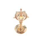 Click Pujan Deepak - O No. Metal 5 Mukhi Diya Stand with 5 Wicks for Pooja, Diwali, Navratri - Golden - Image 2