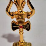 Click Pujan Gold Trishul - Small Brass Trident for Shiv Bhakti, Car & Home Temple