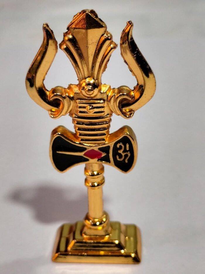 Click Pujan Gold Trishul - Small Brass Trident for Shiv Bhakti, Car & Home Temple - Image 1