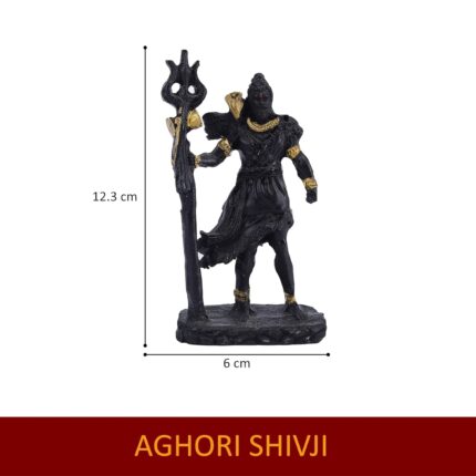 Black Aghori Shiva idol with Trishul, ideal for Diwali, housewarming, or Shivratri decor and gifting.