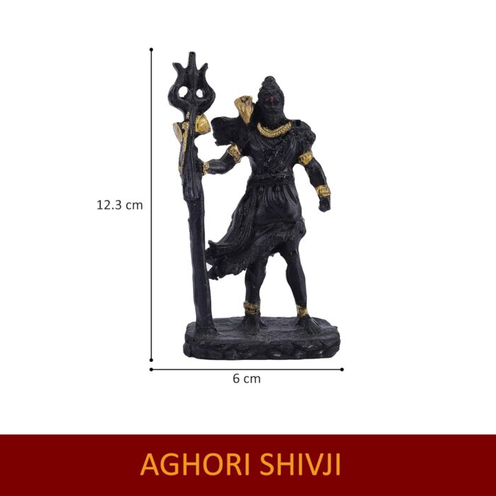 Black Aghori Shiva idol with Trishul, ideal for Diwali, housewarming, or Shivratri decor and gifting.