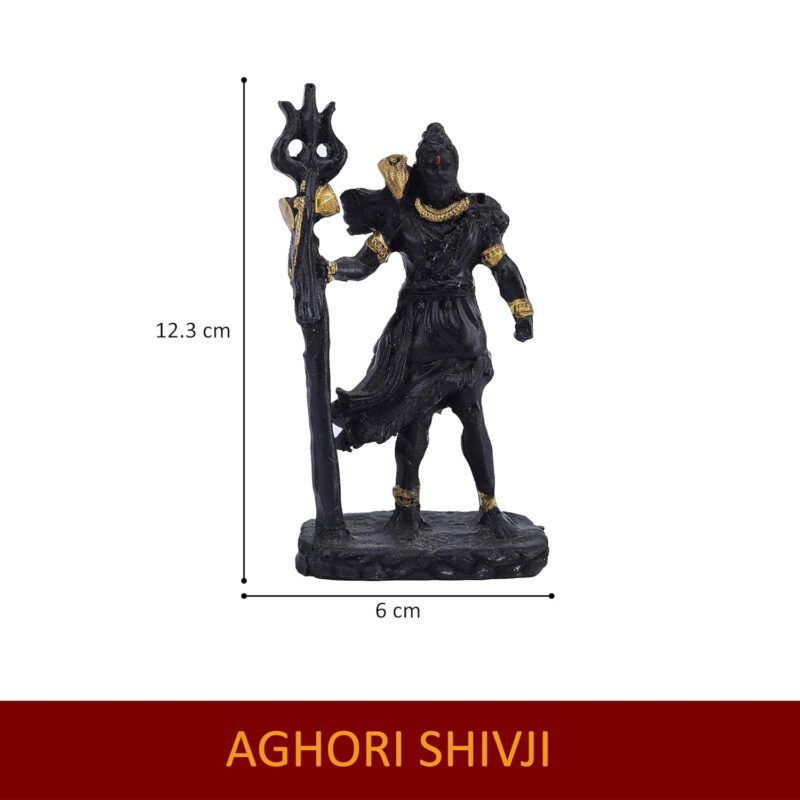 Black Aghori Shiva idol with Trishul, ideal for Diwali, housewarming, or Shivratri decor and gifting.