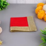 Click Pujan Red Velvet Pooja Aasan Cloth - 9x9 (Set of 2) | Chowki Kapda for Mandir & Home Temple - Image 5
