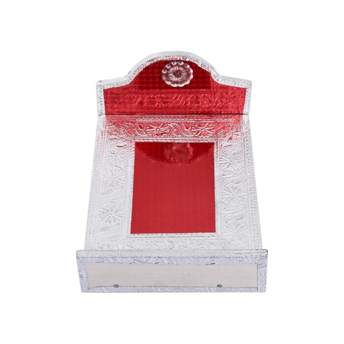Click Pujan Wooden Silver Palang for Krishna – Medium, Traditional Laddu Gopal Palang with Intricate Carvings - Image 2