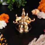 Click Pujan Deepak - 2 No. Metal 5 Mukhi Standing Deepak for Puja, Mandir, Diwali Decoration - Image 5