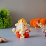 Click Pujan Small Ganesh Murti for Car Dashboard - Polyresin Home Decor Showpiece Gift