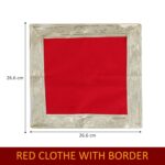 Click Pujan Red Velvet Pooja Aasan Cloth - 9x9 (Set of 2) | Chowki Kapda for Mandir & Home Temple - Image 4
