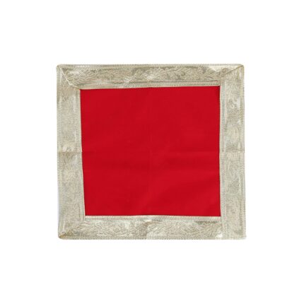Click Pujan Red Velvet Pooja Aasan Cloth - 9x9 (Set of 2) | Chowki Kapda for Mandir & Home Temple