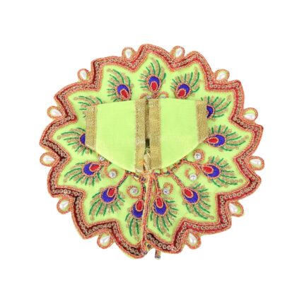 Click Pujan Kanha Poshak 3 No - Pankh Design (Set of 2) | Ethnic Krishna Ji Vastra for Janmashtami Puja