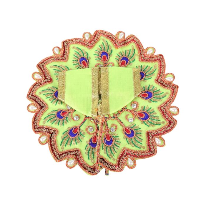 Click Pujan Kanha Poshak 3 No - Pankh Design (Set of 2) | Ethnic Krishna Ji Vastra for Janmashtami Puja - Image 1