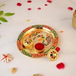 Click Pujan Decorative Thali Medium (6 Inch) | for Aarti, Hawan, Lakshmi Poojan | Diwali/Navratri/Karwa Chauth/Raksha Bandhan/Wedding Rituals | Religious Ceremonies