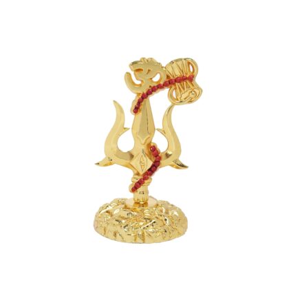 Click Pujan Trishul with Damru – Golden Brass Lord Shiva |Trident with Drum for Temple | Ideal for Home Mandir, Pooja Decoration, and Spiritual Rituals