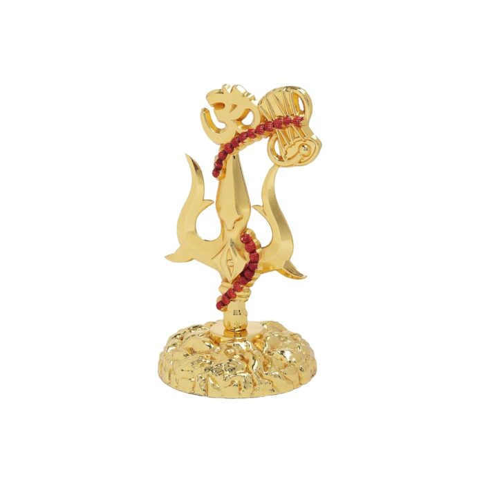 Click Pujan Trishul with Damru – Golden Brass Lord Shiva |Trident with Drum for Temple | Ideal for Home Mandir, Pooja Decoration, and Spiritual Rituals - Image 4
