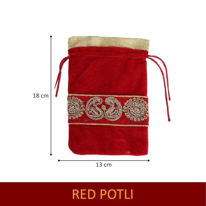 Click Pujan Designer Velvet Pouches – Set of 5 (7x4.5 Inch) | Traditional Multipurpose Drawstring Bags | Ideal for Coins, Jewellery, Gift Packaging, Pooja Samagri, and Spiritual Use - Image 5
