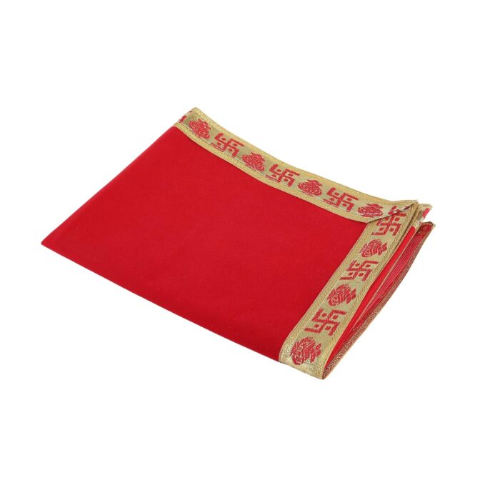 Click Pujan Red Cloth with Golden Border – 1 Meter | Pooja Velvet Fabric | Ideal for Temple, Home Mandir | Religious Rituals & Festive Decoration - Image 4