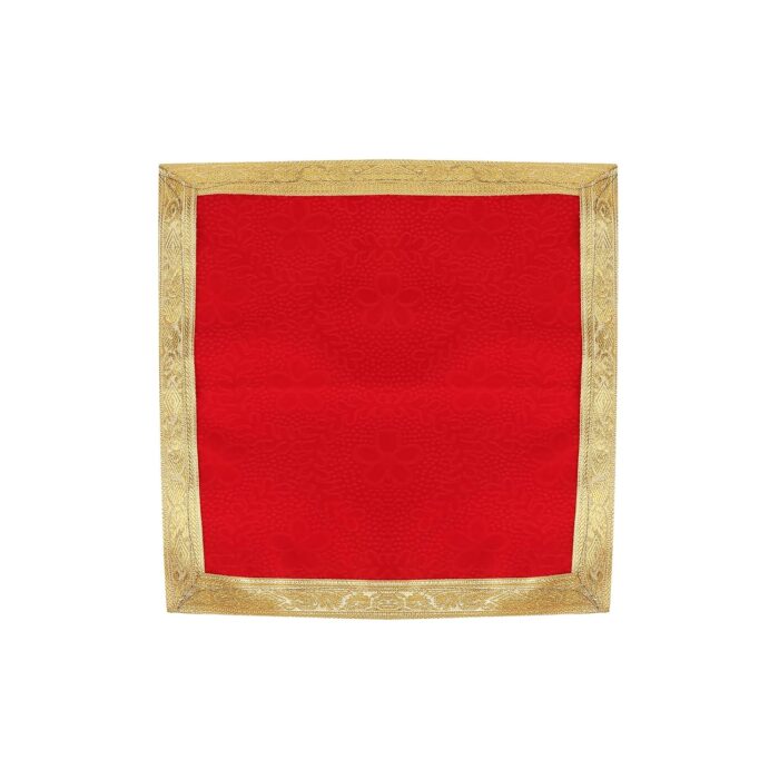 Click Pujan Red Cloth with Border – Set of 2 (12x12 Inch) | Traditional Pooja Fabrics for Temple | Home Mandir, Religious Rituals, Offerings, and Spiritual Decorations - Image 4