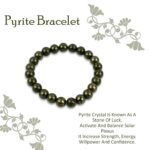 Click Pujan Natural Pyrite Crystal Bracelet | Unisex Stretchable Healing Stone Bracelet | for Wealth, Abundance, Confidence, Success, and Protection | Spiritual Energy Jewellery for Men and Women - Image 5
