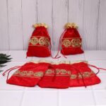 Click Pujan Velvet Pouches – Set of 5 (7x4.5 Inch) | Traditional Multipurpose Drawstring Bags | Ideal for Coins, Jewellery, Gift Packaging, Pooja Samagri, and Spiritual Use - Image 3