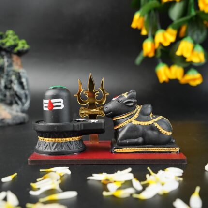 Click Pujan Shiv Nandi Trishul Idol | Lord Shiva with Nandi and Trishul Showpiece | Ideal for Home Temple, Pooja Room, Spiritual Décor, and Religious Gift