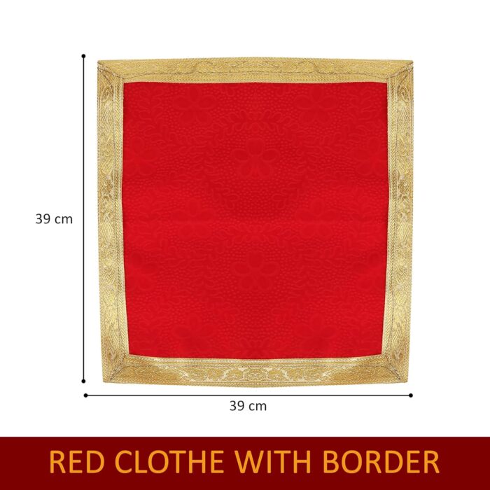 Click Pujan Red Cloth with Border – Set of 2 (12x12 Inch) | Traditional Pooja Fabrics for Temple | Home Mandir, Religious Rituals, Offerings, and Spiritual Decorations - Image 5