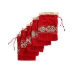 Click Pujan Velvet Pouches – Set of 5 (7x4.5 Inch) | Traditional Multipurpose Drawstring Bags | Ideal for Coins, Jewellery, Gift Packaging, Pooja Samagri, and Spiritual Use