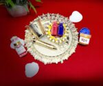 Click Pujan Krishna Sang Holi Thali | ‎Decorative Plates, Pichkari, Balti, Attar, Chandan, Gulal Bottles | Festive Puja & Decoration - Image 4