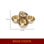 Click Pujan Chaukda Samagri Holder - Brass - Four Bowl Pooja Accessory with Handle | Traditional Puja Item for Mandir & Rituals | Decorative Brass Chaukdi for Festivals & Daily Worship - Image 2