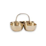 Click Pujan Chaukda Samagri Holder - Brass - Four Bowl Pooja Accessory with Handle | Traditional Puja Item for Mandir & Rituals | Decorative Brass Chaukdi for Festivals & Daily Worship - Image 3