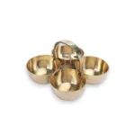 Click Pujan Chaukda Samagri Holder - Brass - Four Bowl Pooja Accessory with Handle | Traditional Puja Item for Mandir & Rituals | Decorative Brass Chaukdi for Festivals & Daily Worship - Image 4