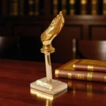 Click Pujan Hand Paper Weight - Golden Metal Elegant Desk & Office Accessory Decorative Paperweight for Study Table, Workplace & Corporate Gifting