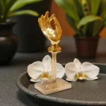 Click Pujan Hand Paper Weight - Golden Metal Elegant Desk & Office Accessory Decorative Paperweight for Study Table, Workplace & Corporate Gifting - Image 2
