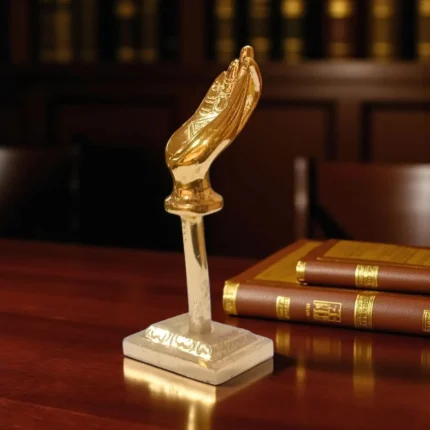 Click Pujan Hand Paper Weight - Golden Metal Elegant Desk & Office Accessory Decorative Paperweight for Study Table, Workplace & Corporate Gifting