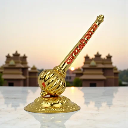 Click Pujan Hanuman Gada - Metal - Standing Bajrangbali Gada _ Spiritual Pooja Item for Strength & Protection _ Decorative Hanuman Ji Mace for Home Temple & Daily Worship (2)