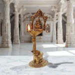 Click Pujan Maa Laxmi Deepak - Decorative Puja Diya on Elephant Base | Auspicious Oil Lamp for Home Temple, Diwali & Daily Worship | Traditional Deepak for Prosperity & Blessings