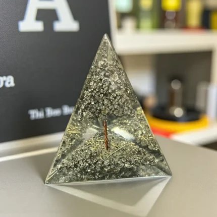 Click Pujan Pyrite Pyramid - Natural Stone - Vastu & Reiki Healing Crystal _ Energy Generator for Good Luck, Wealth & Protection _ Decorative Spiritual Item for Home & Office (2)