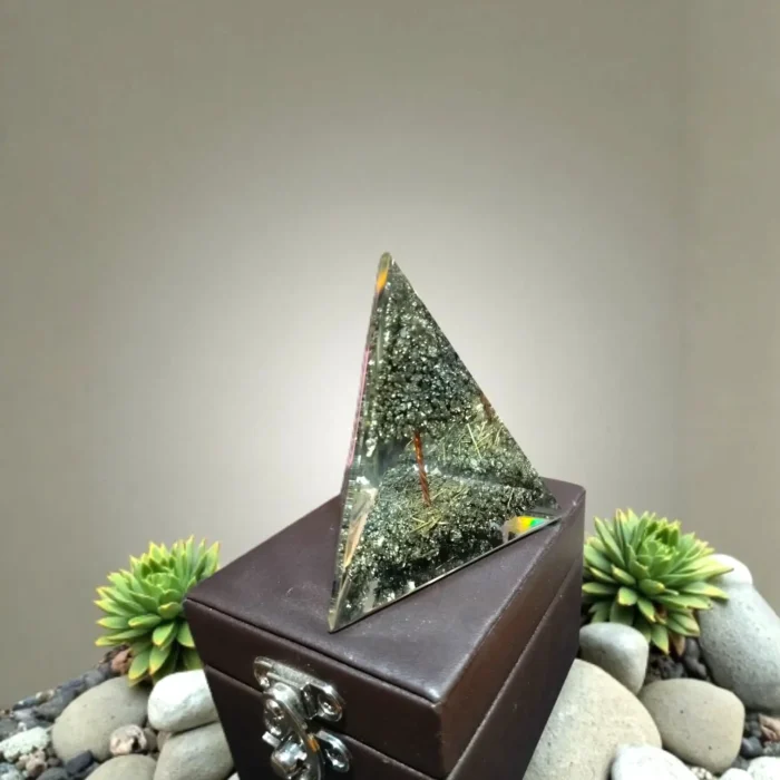 Click Pujan Pyrite Pyramid - Natural Stone - Vastu & Reiki Healing Crystal | Energy Generator for Good Luck, Wealth & Protection | Decorative Spiritual Item for Home & Office - Image 4