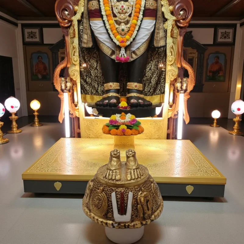 Click Pujan Tirupati Balaji Charan Idol - Metal - Spiritual Pooja Item _ Lord Venkateswara Charan Paduka _ Devotional Statue for Mandir, Home Temple & Daily Worship (2)