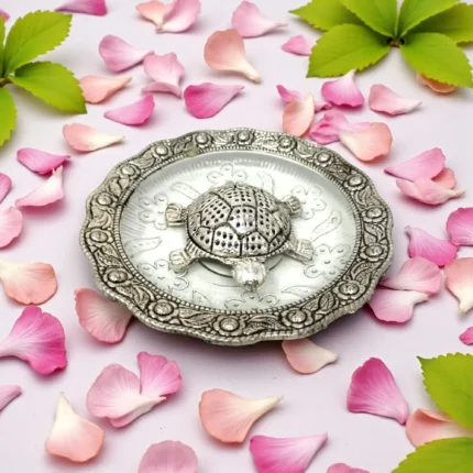 Click Pujan Tortoise Plate - Metal - Vastu & Pooja Item _ Feng Shui Tortoise for Good Luck & Prosperity _ Decorative Pujan Plate for Home Temple & Daily Rituals (1)