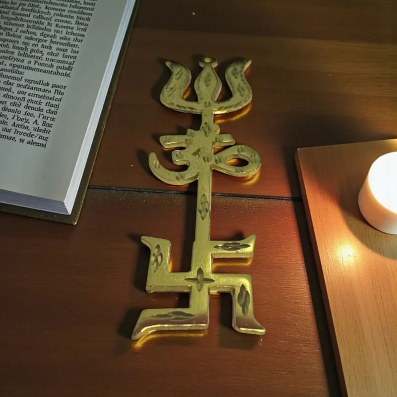 Click Pujan Trishul - Gold - Metal Small _ Home Temple _ Car Dashboard & Pujan _ Small Trident for Shiv Bhakti _Mahadev Puja Item for Shivratri, Navratri and Daily Ritual (1)